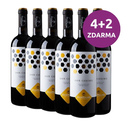 Salento Primitivo "Don Cosimo" IGP 2023, Cantine Due Palme, 4+2 ZDARMA, 6x0,75l